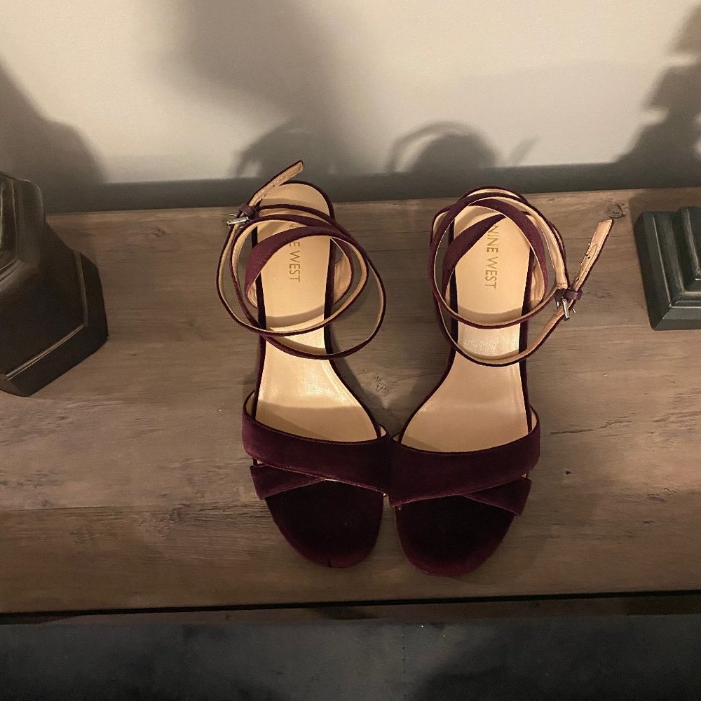 Nine West Velvet Wrap Heels 9
